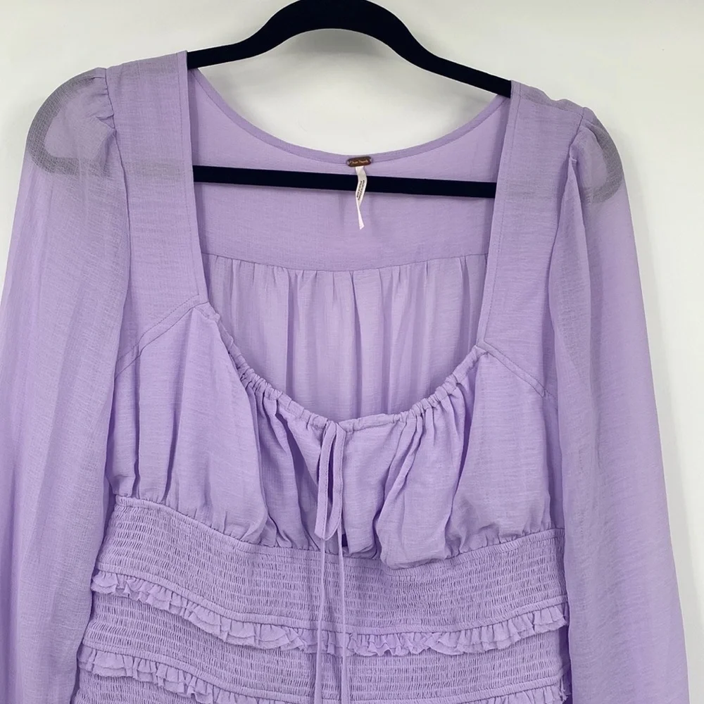 Free People Lilac Solid Lolita Blouse
